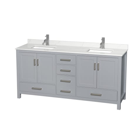 A large image of the Wyndham Collection WCS141472D-QTZ-UNSMXX Gray / Giotto Quartz Top / Brushed Chrome Hardware