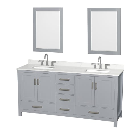 A large image of the Wyndham Collection WCS141472D-QTZ-US3M24 Gray / Giotto Quartz Top / Brushed Chrome Hardware