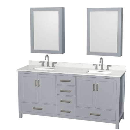 A large image of the Wyndham Collection WCS141472D-QTZ-US3MED Gray / Giotto Quartz Top / Brushed Chrome Hardware