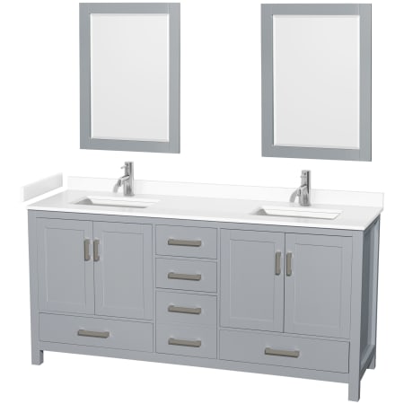 A large image of the Wyndham Collection WCS141472D-VCA-M24 Gray / White Cultured Marble Top / Brushed Chrome Hardware