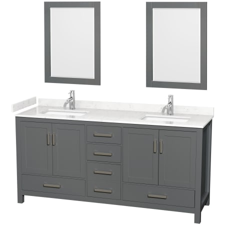 A large image of the Wyndham Collection WCS141472D-VCA-M24 Dark Gray / Carrara Cultured Marble Top / Brushed Chrome Hardware