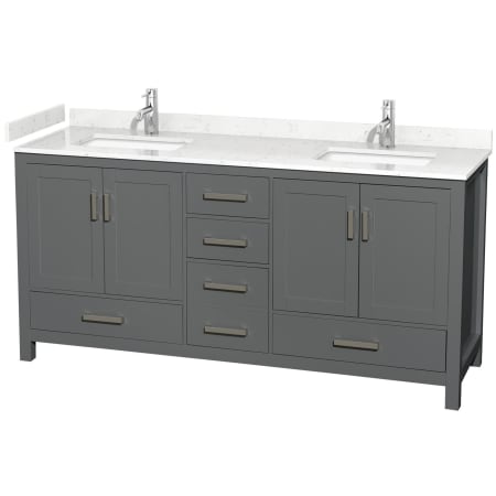 A large image of the Wyndham Collection WCS141472D-VCA-MXX Dark Gray / Carrara Cultured Marble Top / Brushed Chrome Hardware