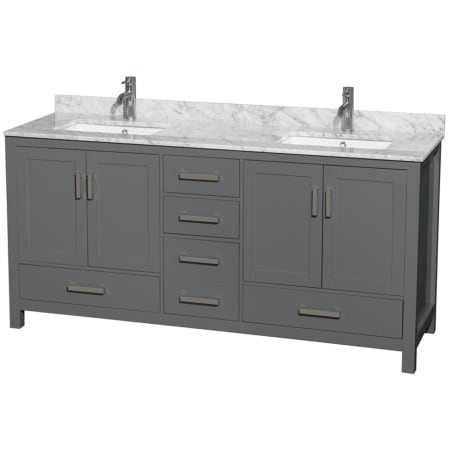 A large image of the Wyndham Collection WCS141472DUNSMXX Dark Gray / White Carrara Marble Top / Brushed Chrome Hardware