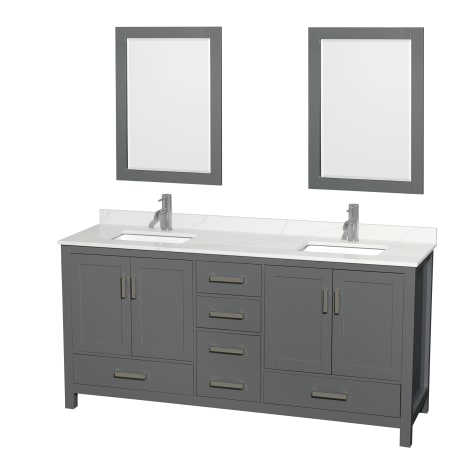 A large image of the Wyndham Collection WCS141472D-QTZ-UNSM24 Dark Gray / Giotto Quartz Top / Brushed Chrome Hardware