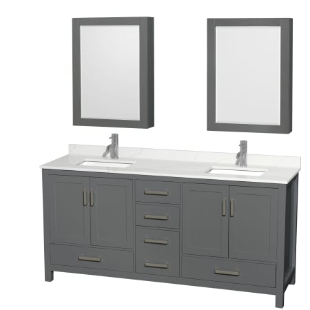 A large image of the Wyndham Collection WCS141472D-QTZ-UNSMED Dark Gray / Giotto Quartz Top / Brushed Chrome Hardware