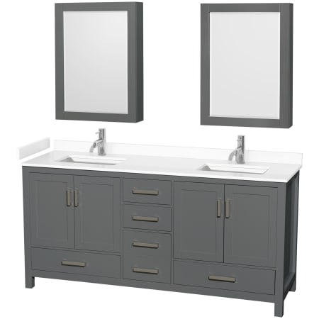 A large image of the Wyndham Collection WCS141472D-VCA-MED Dark Gray / White Cultured Marble Top / Brushed Chrome Hardware