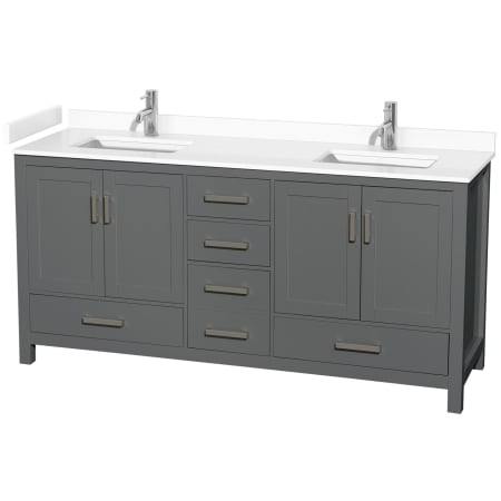 A large image of the Wyndham Collection WCS141472D-VCA-MXX Dark Gray / White Cultured Marble Top / Brushed Chrome Hardware