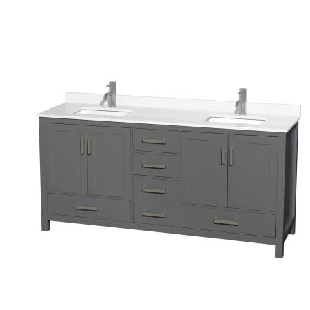 A large image of the Wyndham Collection WCS141472D-QTZ-UNSMXX Dark Gray / White Quartz Top / Brushed Chrome Hardware