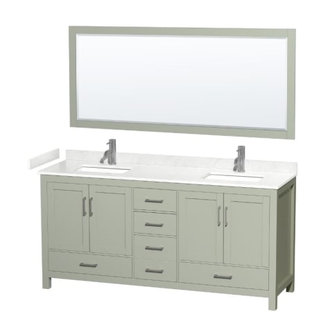 A large image of the Wyndham Collection WCS141472D-VCA-M70 Light Green / Carrara Cultured Marble Top / Brushed Nickel Hardware