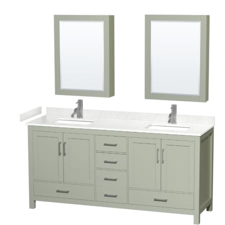 A large image of the Wyndham Collection WCS141472D-VCA-MED Light Green / Carrara Cultured Marble Top / Brushed Nickel Hardware
