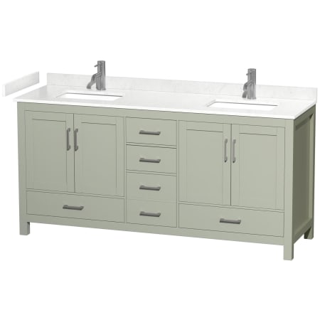 A large image of the Wyndham Collection WCS141472D-VCA-MXX Light Green / Carrara Cultured Marble Top / Brushed Nickel Hardware