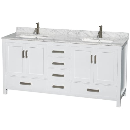 A large image of the Wyndham Collection WCS141472DUNSMXX White / White Carrara Marble Top / Brushed Chrome Hardware