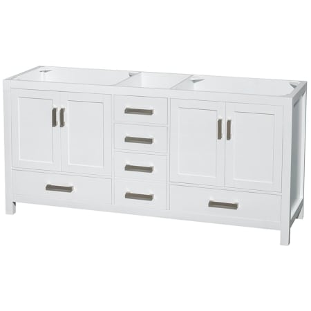 A large image of the Wyndham Collection WC-1414-72-DBL-UM-VAN White / Brushed Chrome Hardware