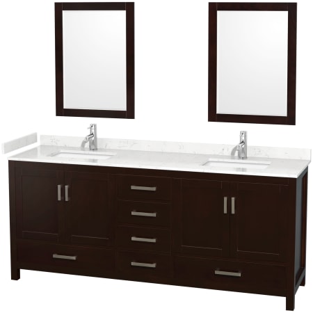 A large image of the Wyndham Collection WCS141480D-VCA-M24 Espresso / Carrara Cultured Marble Top / Brushed Chrome Hardware