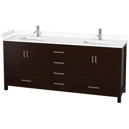 A large image of the Wyndham Collection WCS141480D-VCA-MXX Espresso / White Cultured Marble Top / Brushed Chrome Hardware