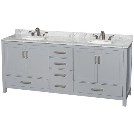 A large image of the Wyndham Collection WCS141480DUNOMXX Gray / White Carrara Marble Top