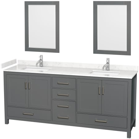 A large image of the Wyndham Collection WCS141480D-VCA-M24 Dark Gray / Carrara Cultured Marble Top / Brushed Chrome Hardware
