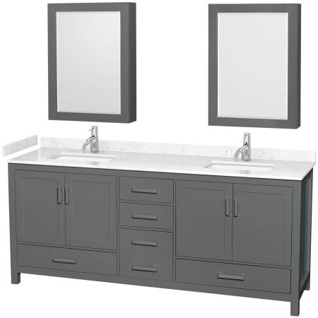 A large image of the Wyndham Collection WCS141480D-VCA-MED Dark Gray / Carrara Cultured Marble Top / Brushed Chrome Hardware