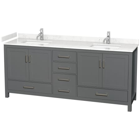 A large image of the Wyndham Collection WCS141480D-VCA-MXX Dark Gray / Carrara Cultured Marble Top / Brushed Chrome Hardware