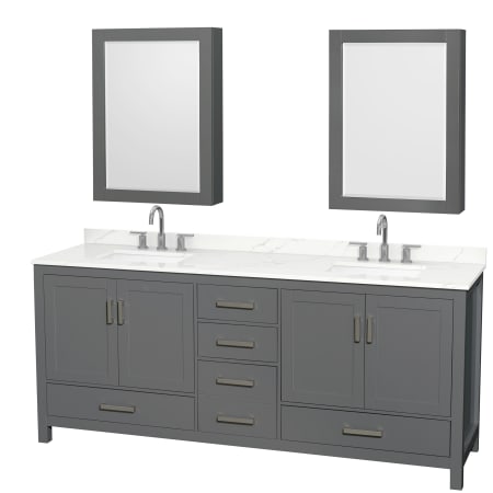 A large image of the Wyndham Collection WCS141480D-QTZ-US3MED Dark Gray / Giotto Quartz Top / Brushed Chrome Hardware