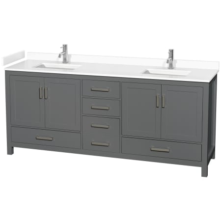 A large image of the Wyndham Collection WCS141480D-VCA-MXX Dark Gray / White Cultured Marble Top / Brushed Chrome Hardware