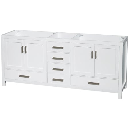 A large image of the Wyndham Collection WC-1414-80-DBL-UM-VAN White / Brushed Chrome Hardware