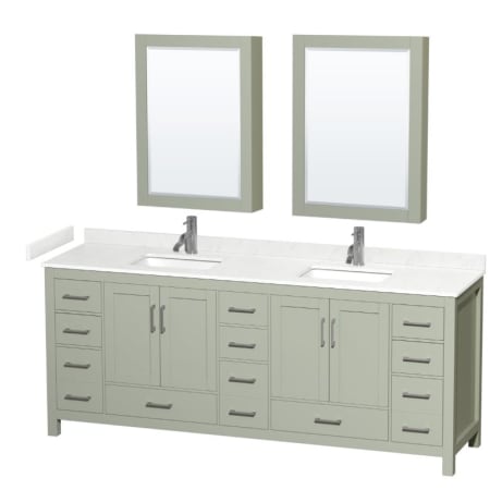 A large image of the Wyndham Collection WCS141484D-VCA-MED Light Green / Carrara Cultured Marble Top / Brushed Nickel Hardware