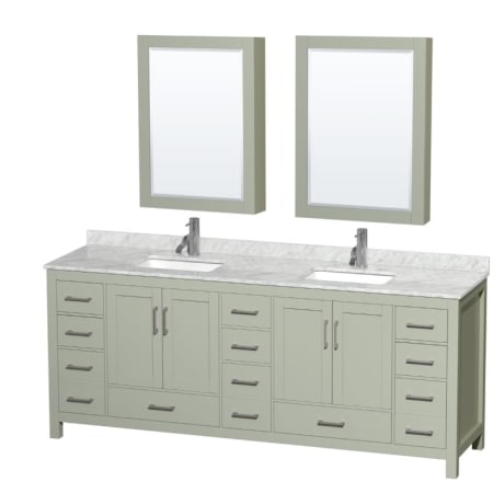 A large image of the Wyndham Collection WCS141484DUNSMED Light Green / Brushed Nickel Hardware