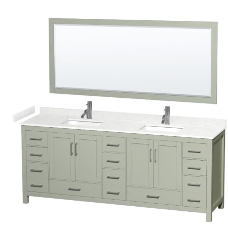 A large image of the Wyndham Collection WCS141484D-VCA-M70 Light Green / White Cultured Marble Top / Brushed Nickel Hardware