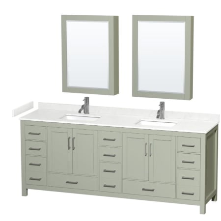 A large image of the Wyndham Collection WCS141484D-VCA-MED Light Green / White Cultured Marble Top / Brushed Nickel Hardware