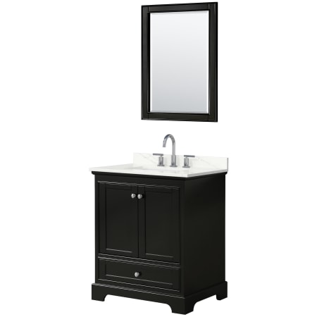 A large image of the Wyndham Collection WCS202030S-QTZ-US3M24 Dark Espresso / Giotto Quartz Top / Polished Chrome Hardware