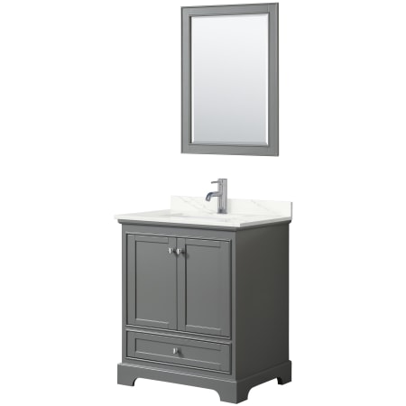 A large image of the Wyndham Collection WCS202030S-QTZ-UNSM24 Dark Gray / Giotto Quartz Top / Polished Chrome Hardware