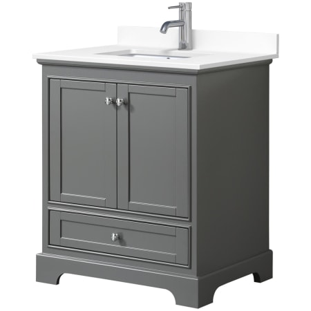 A large image of the Wyndham Collection WCS202030S-VCA-MXX Dark Gray / White Cultured Marble Top / Polished Chrome Hardware