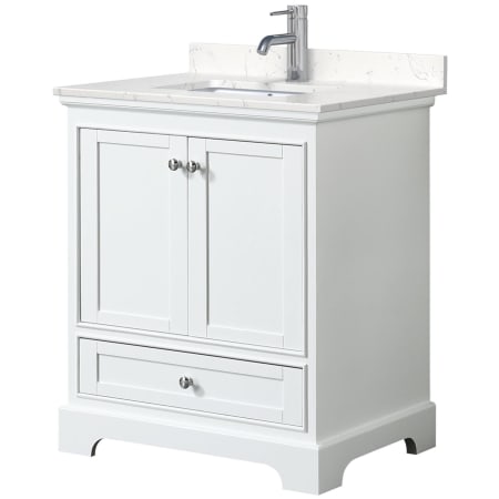 A large image of the Wyndham Collection WCS202030S-VCA-MXX White / Carrara Cultured Marble Top / Polished Chrome Hardware