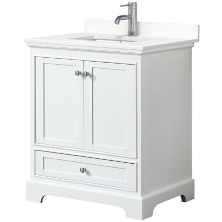A large image of the Wyndham Collection WCS202030S-VCA-MXX White / White Cultured Marble Top / Polished Chrome Hardware