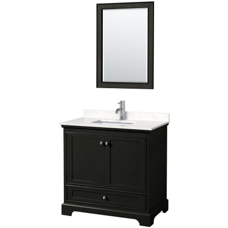 A large image of the Wyndham Collection WCS202036S-VCA-M24 Dark Espresso / Carrara Cultured Marble Top / Polished Chrome Hardware