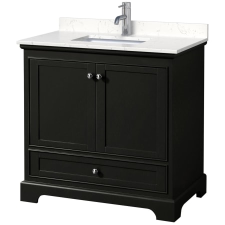 A large image of the Wyndham Collection WCS202036S-VCA-MXX Dark Espresso / Carrara Cultured Marble Top / Polished Chrome Hardware