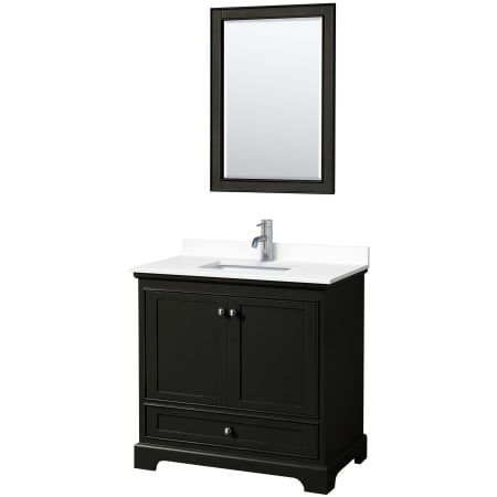 A large image of the Wyndham Collection WCS202036S-VCA-M24 Dark Espresso / White Cultured Marble Top / Polished Chrome Hardware