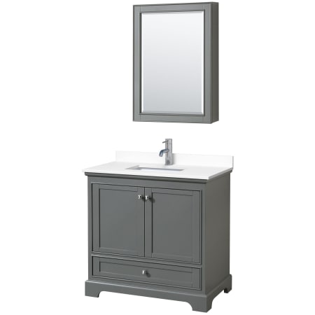 A large image of the Wyndham Collection WCS202036S-VCA-MED Dark Gray / White Cultured Marble Top / Polished Chrome Hardware