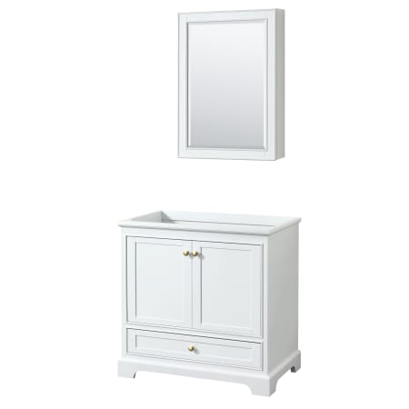 A large image of the Wyndham Collection WCS202036SCXSXXMED White / Brushed Gold Hardware