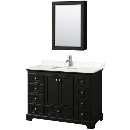 A large image of the Wyndham Collection WCS202048S-VCA-MED Dark Espresso / Carrara Cultured Marble Top / Polished Chrome Hardware