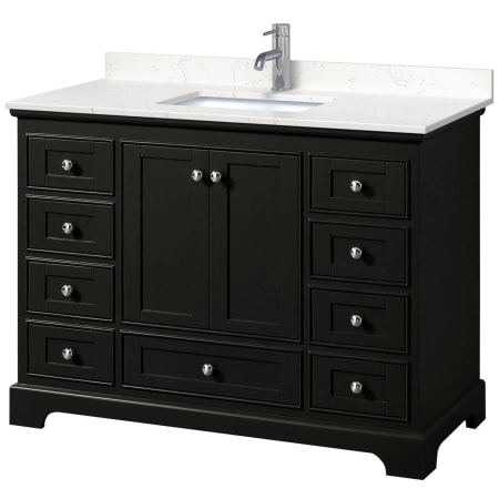 A large image of the Wyndham Collection WCS202048S-VCA-MXX Dark Espresso / Carrara Cultured Marble Top / Polished Chrome Hardware