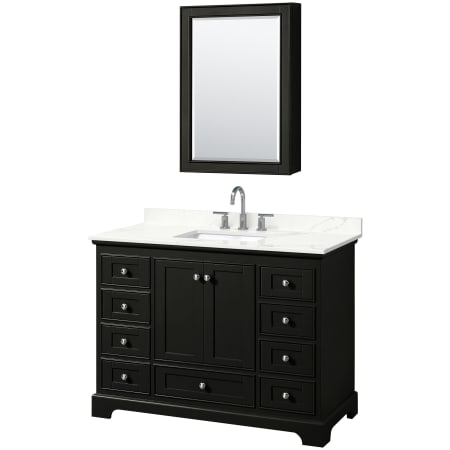 A large image of the Wyndham Collection WCS202048S-QTZ-US3MED Dark Espresso / Giotto Quartz Top / Polished Chrome Hardware