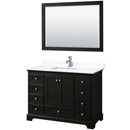 A large image of the Wyndham Collection WCS202048S-VCA-M46 Dark Espresso / White Cultured Marble Top / Polished Chrome Hardware