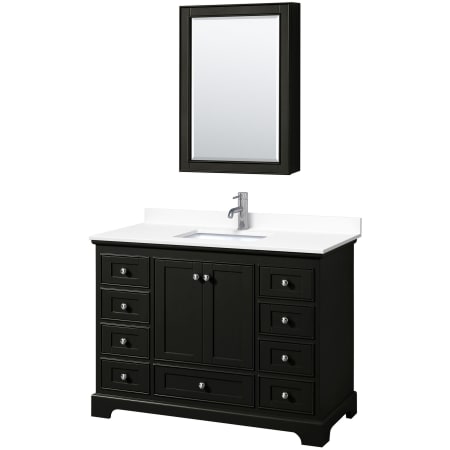 A large image of the Wyndham Collection WCS202048S-VCA-MED Dark Espresso / White Cultured Marble Top / Polished Chrome Hardware