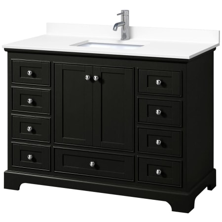 A large image of the Wyndham Collection WCS202048S-VCA-MXX Dark Espresso / White Cultured Marble Top / Polished Chrome Hardware