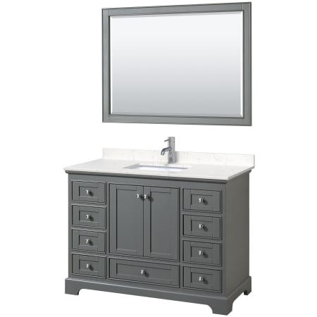 A large image of the Wyndham Collection WCS202048S-VCA-M46 Dark Gray / Carrara Cultured Marble Top / Polished Chrome Hardware