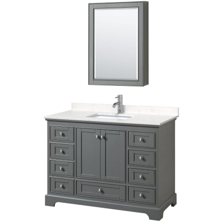A large image of the Wyndham Collection WCS202048S-VCA-MED Dark Gray / Carrara Cultured Marble Top / Polished Chrome Hardware