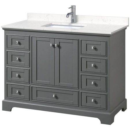A large image of the Wyndham Collection WCS202048S-VCA-MXX Dark Gray / Carrara Cultured Marble Top / Polished Chrome Hardware