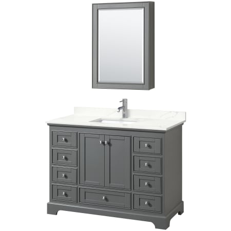 A large image of the Wyndham Collection WCS202048S-QTZ-UNSMED Dark Gray / Giotto Quartz Top / Polished Chrome Hardware